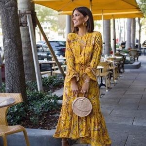 New H&M x Johanna Ortiz Creped maxi Yellow Floral Dress